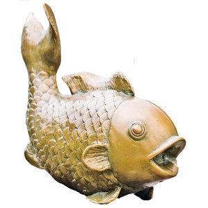 Heissner Statuetta da laghetto Pesce grande in poliresina effetto rame per laghetto da giardino.