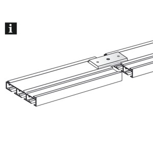 Connecteur de rail Gardinia pour rail de rideau à 3 voies en argent, vue détaillée.
