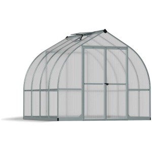Serre Bella Silver avec double porte et cadre en aluminium, 219x244x244 cm.