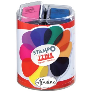 Aladine Stempelkissen Set Izink Prisma, 10 Farben in Aufbewahrungsbox, ideal zum Basteln.