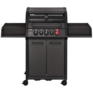 Barbecue à gaz Enders Monroe Pro 3 SIK Turbo Shadow, noir mat avec brûleur latéral et brûleur arrière infrarouge.