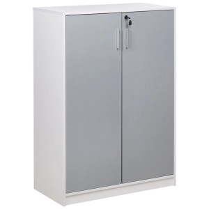Beliani Armoire de bureau Zehna gris clair/blanc 117 x 80 x 40 cm