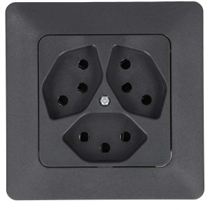 Presa a incasso Priamos antracite-nera con 3 connessioni di tipo 13.