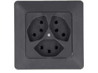 Unterputz-Steckdose Priamos 3 x Typ13 IP20 Anthrazit-Schwarz Gr. 1 x 1