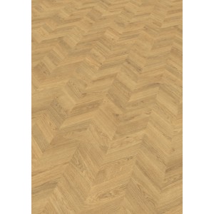 Sol stratifié Egger NatureSense, Chêne Weinburg, motif à chevrons, aspect bois clair.