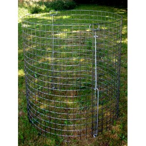Composteur rond Bellissa en grillage galvanisé, 95x95 cm, pour environ 670 litres de déchets de jardin.