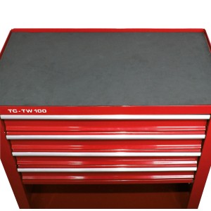 Chariot d'atelier rouge Einhell TC-TW 100 avec 4 tiroirs et rangement.