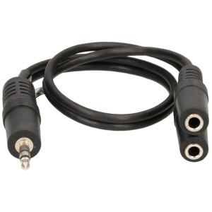 Adattatore audio nero Schwaiger, 2 m, con jack a 2 prese jack per accessori audio.