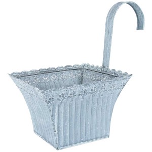 Vaso sospeso in metallo 'Omnia Stone' di Videx Garden, 15x17x17 cm, per balcone, ringhiere e giardino.