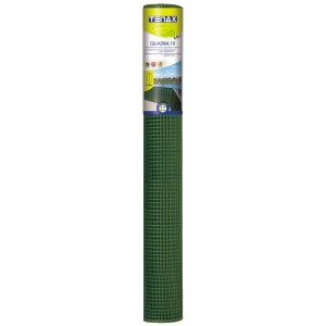 Rete multiuso Quadra 10 verde arrotolata. Ideale come recinzione o griglia protettiva.
