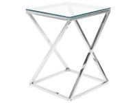 Beliani Table d'appoint Beverly verre Argent (HxlxP) 55 x 40 x 40 cm