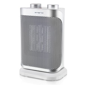 Chauffage céramique blanc avec éléments PTC, 1500 W, avec fonction d'oscillation pour une distribution optimale de la chaleur.