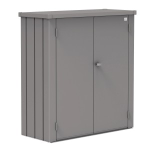 Abri de jardin Biohort Romeo M, gris quartz. Armoire de jardin en métal avec double porte et poignée.