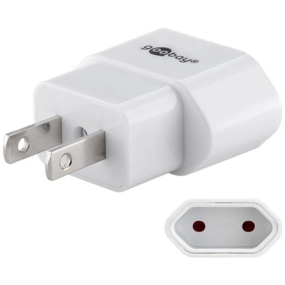 Übergangsstecker Eurostecker / USA Weiss 2-polig