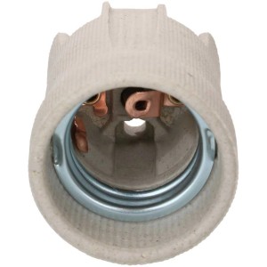 Douille E27 en porcelaine avec trous traversants pour vis M4, 5 kV.