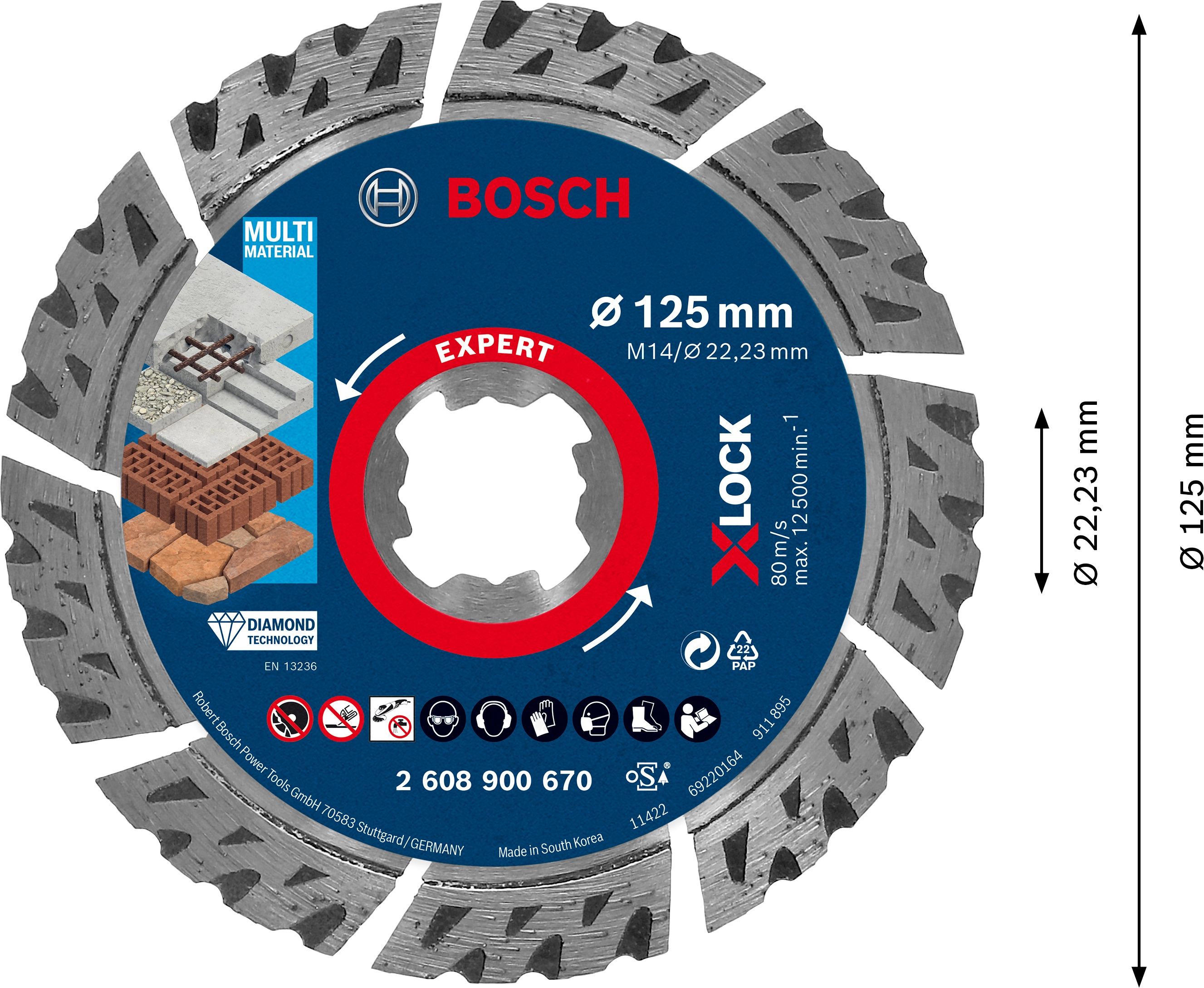 Bosch Expert Disco diamantato da taglio MultiMaterial X-Lock Ø 125