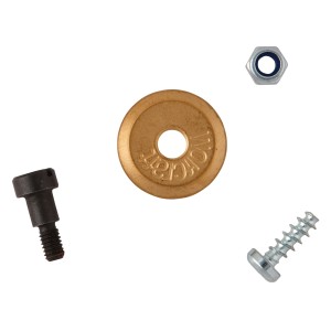 Set rotella di ricambio Wolfcraft per tagliapiastrelle: rotella, viti e dado.