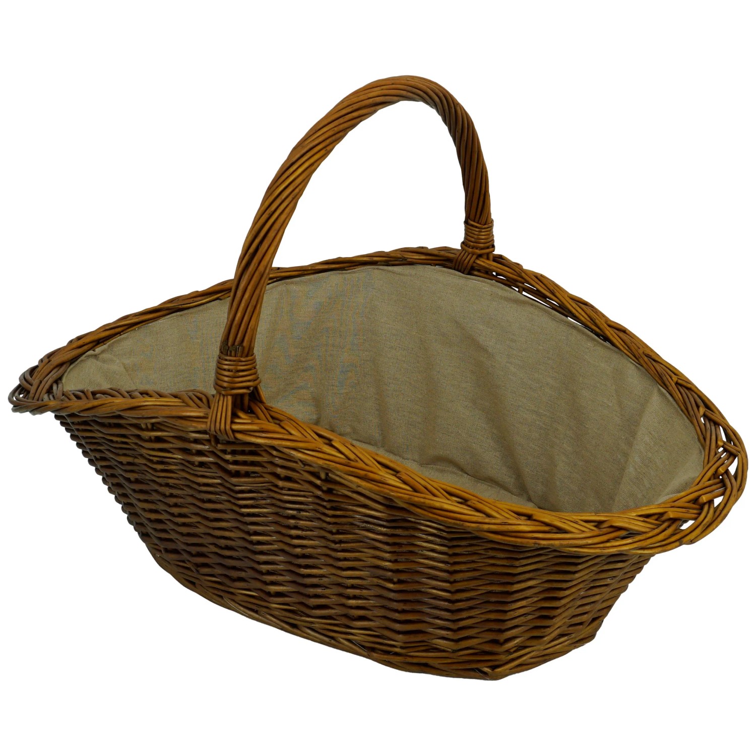 Cesto In Vimini MyBer Naturale Con Inserti In Tessuto - 50x35x23 Cm (33 Cm Con Manico) - Fatto A Mano In UE - 3