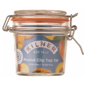 Vaso Kilner, trasparente, 0,35 l, rotondo, con chiusura a clip per la conservazione degli alimenti.