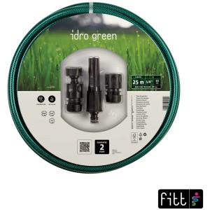 Fitt Idro Green tubo da giardino 25m con set accessori, 3 strati, ideale per irrigazione giardino.