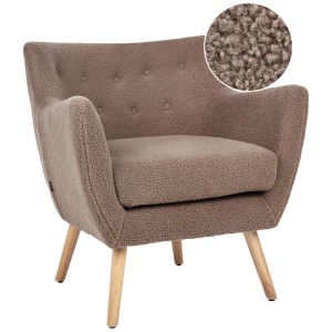 Beliani Poltrona da cocktail Drammen Bouclé/Legno Marrone