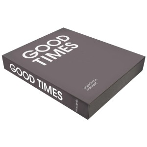 Boîte noire pour album photo Good Times, 33x28 cm, avec écriture blanche, couverture en lin. Pour album.