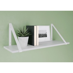 Mensola a muro con staffa triangolare bianca opaca, 27,2x27,2 cm, con elementi decorativi.