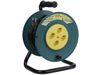 Powerroll Kunststoff-Kabelrolle 4 x Typ13 Olivgrün-Gelb 15 m