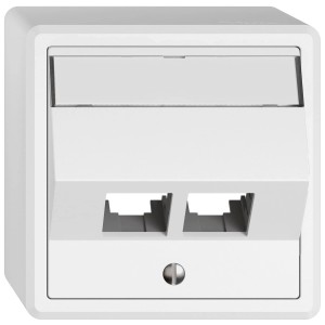 Prise réseau en saillie Feller Edizio.liv blanche avec 2 ports RJ45.