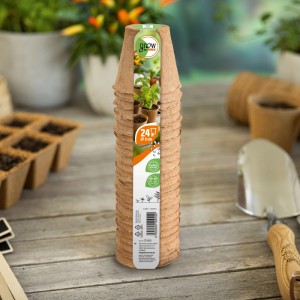 24 pots de semis ronds (6 cm Ø) pour la propagation des plantes. Solution pratique et durable pour le jardin.