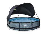 Exit Pool Stone Grau Ø 360 x 76 cm inkl. Pumpe und Sonnenschutz