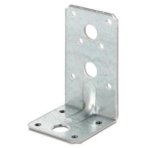 Staffa angolare per carichi pesanti, zincata Sendzimir, 90x50x50 mm, con fori di montaggio.
