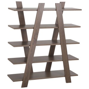 Étagère Beliani Escalante moderne, marron mat, 5 niveaux, style scandinave, aspect bois.