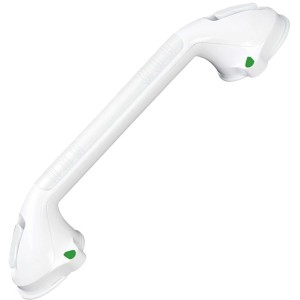 Wenko Barre d'appui murale Secura, 42 cm, blanc, avec fonction feu tricolore pour la sécurité dans la salle de bain.
