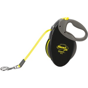 Flexi Gurt-Roll-Leine Neon Giant L, 8 m, nero-neon. Robusta guinzaglio per cani con impugnatura morbida.