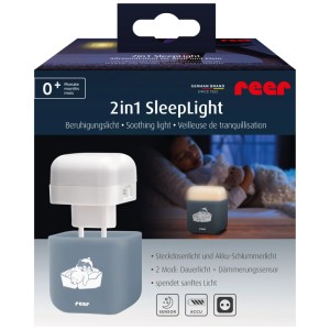 Reer Nachtlicht SleepLight, blaugraues LED-Nachtlicht mit Dämmerungssensor und Akku.