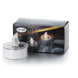 Schlaraffenland LED Solaire Bougies chauffe-plat Solera, lot de 2, blanc. Lampes solaires pour jardin, balcon et terrasse.