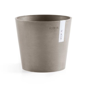 Pot de fleurs Ecopots Amsterdam Mini taupe, 17x14,9 cm. Design scandinave pour intérieur et extérieur.