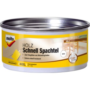 Dose Molto Holz-Schnell-Spachtel, weiß, 400g. Holzspachtel zum Ausbessern und Glätten von Holzoberflächen.