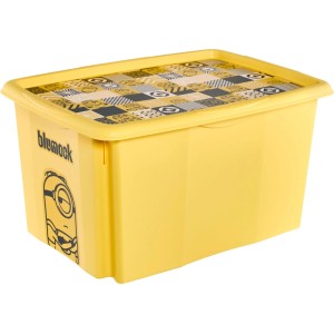 Contenitore giallo Keeeper Karolina Minions, 45 l, con coperchio e motivo Minions.