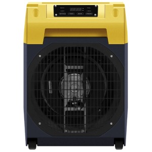 Déshumidificateur de chantier Kibernetik B60 noir-jaune, empilable, avec pompe. Robuste avec panneau et ventilateur.