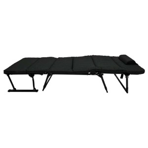 Lettino da giardino pieghevole nero 2in1 con telaio in acciaio e cuscino, 179x66x29 cm.