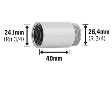 Rallonge de robinet chromée 1/2 de 30mm Metalgupsa