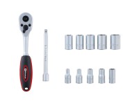 Einhell Knarren- und Stecknuss-Set Chrom-Vanadium-Stahl 1/4