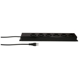 Schwarze Max Hauri Steckdosenleiste Power Line Aluminium mit 6 Typ 13 Steckdosen.