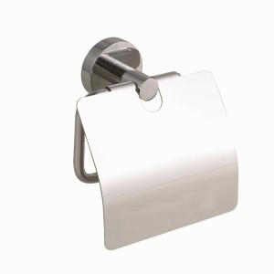 Porta carta igienica cromato Nie Wieder Bohren Smooz SO236 con coperchio.