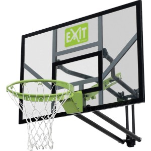 Canestro da basket EXIT Galaxy da parete, verde/nero, con anello da dunk e rete.