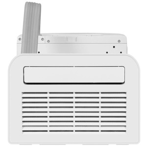 Climatizzatore split Kibernetik Caravan bianco con griglia e tubo flessibile. Unità compatta per raffreddamento e riscaldamento.