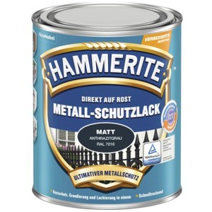 Dose Hammerite Metall-Schutzlack Anthrazitgrau matt, Rostschutz und Lackierung in einem.