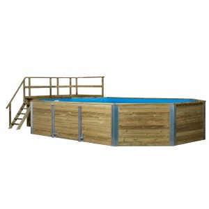 Weka Piscine en bois 594 A Kit économique avec échelle et local technique, traité autoclave pour une longue durée.